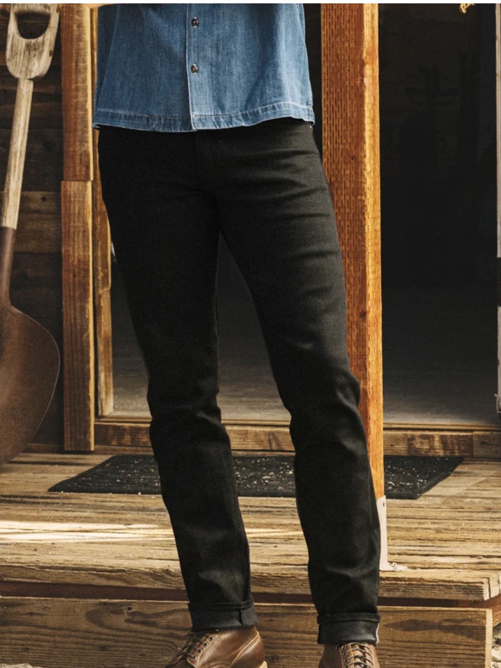 HIROSHI KATO 10.5 OZ 4-WAY STRETCH SELVEDGE SLIM FIT JEANS BLACK - 29